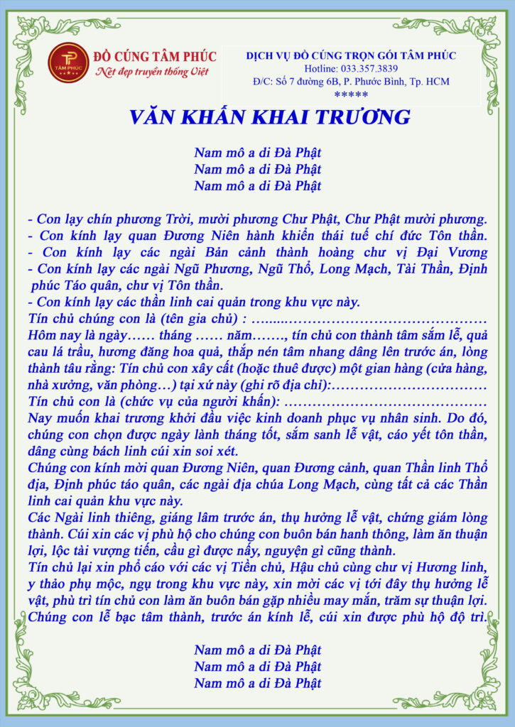 Bài cúng khai trương quán ăn có nội dung như thế nào