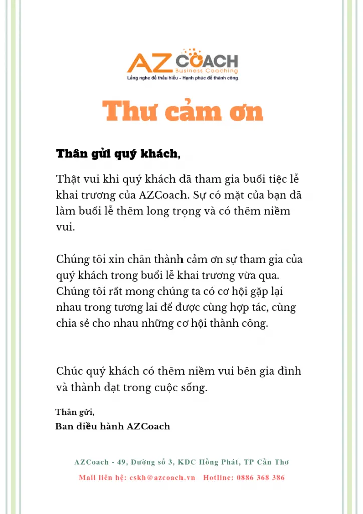Mẫu bài viết cảm ơn quý quan khách tham dự lễ khai trương cửa hàng trái cây